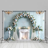 Aperturee - Aperturee Happily Ever After Floral Blue White Wedding Backdrop